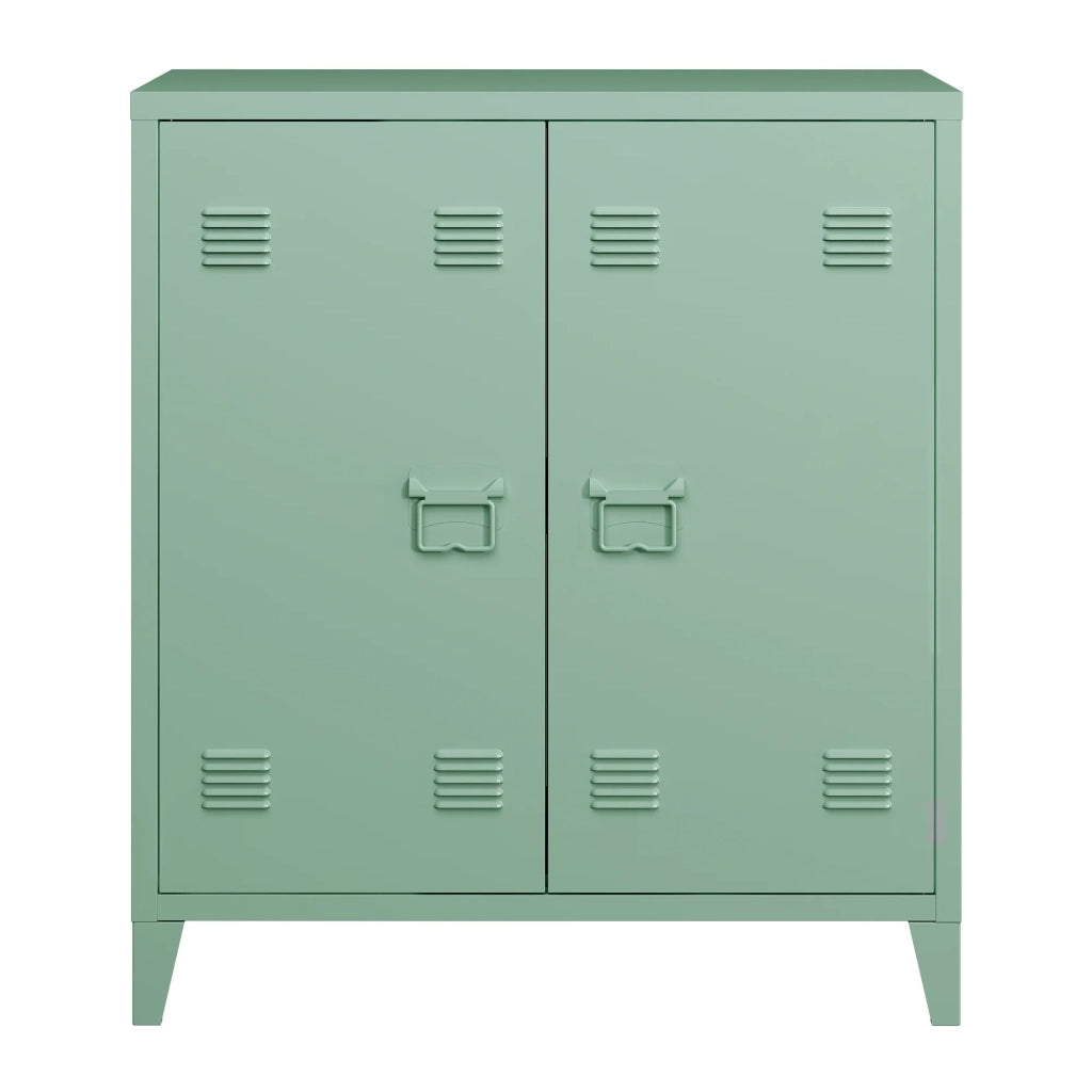 Armadio armadietto per ufficio mobiletto portaoggetti per ufficio officina camera da letto mobiletto per ufficio in metallo con 2 ante 90 x 80 x 33 cm verde pastello opaco 03_0006342