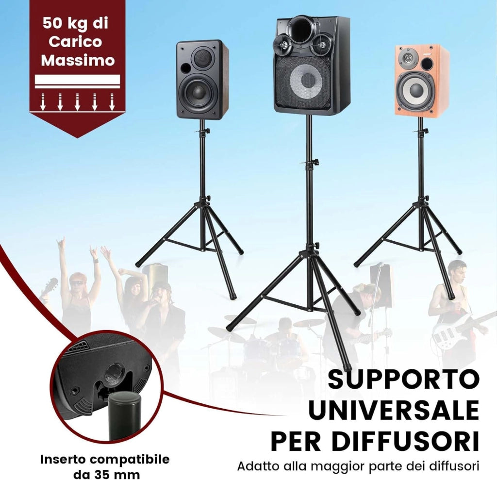 Supporto per Altoparlante, Supporto Treppiede per Casse Acustiche, Diffusore Cavalletto Stativo, Altezza regolabile da 97-183 cm