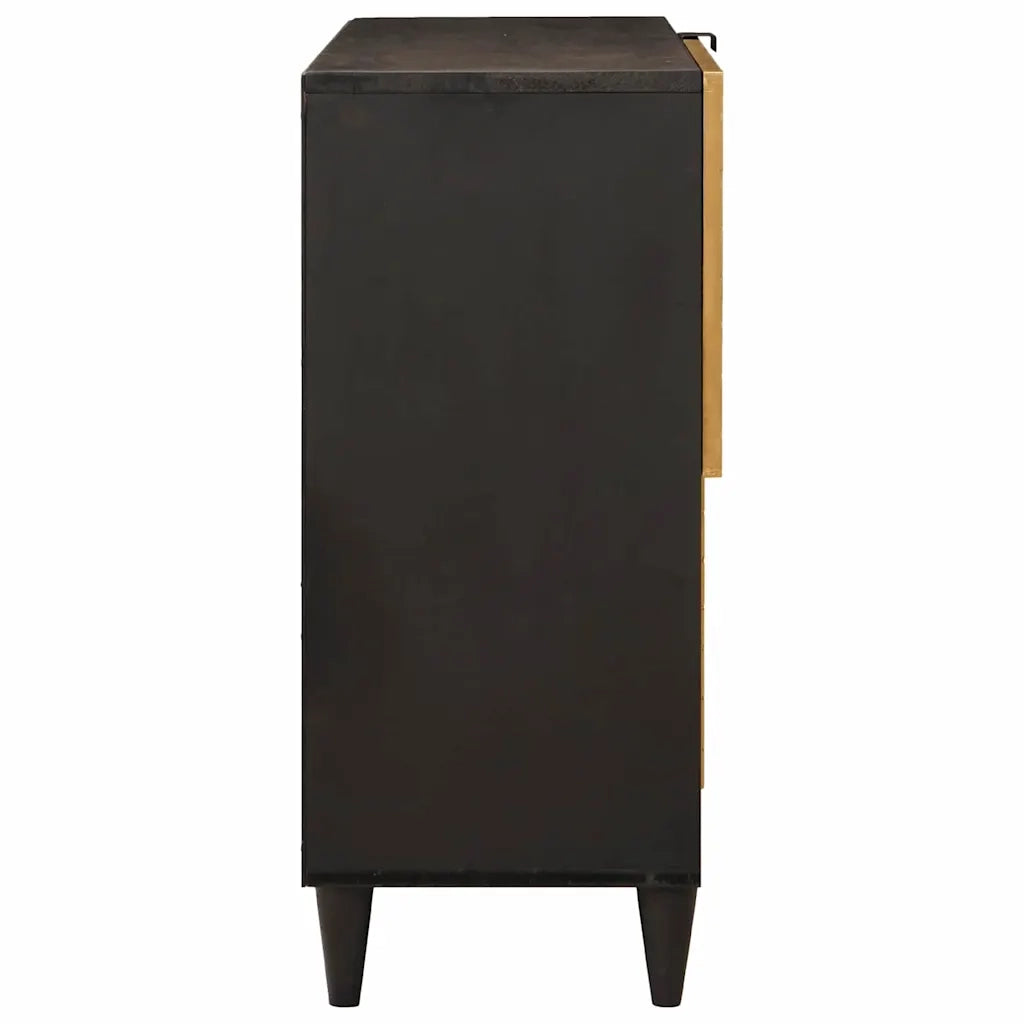 vidaXL Mobile laterale con archiviazione Nero e Oro 80 x 33.5 x 75 cm