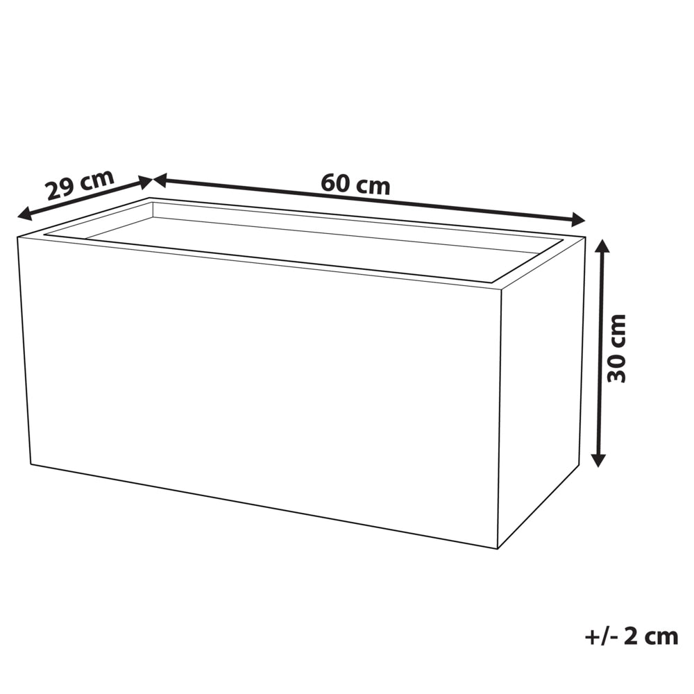 Vaso per piante in fibra di argilla grigia 60 x 29 x 30 cm Fioriera rettangolare per interni ed esterni