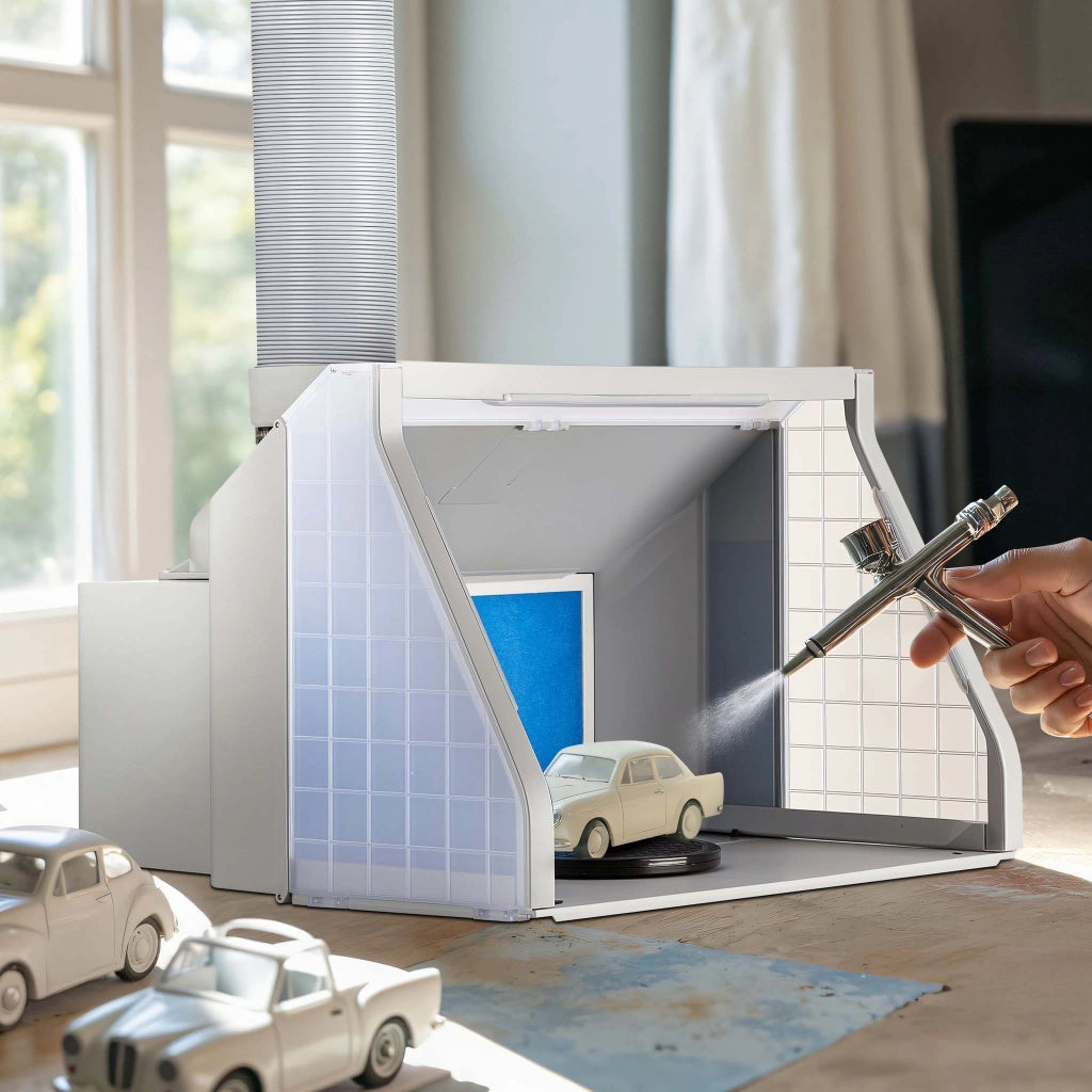 Cabina di aspirazione per verniciatura ad aerografo 9m³/min con LED 2 ventole 2 velocità