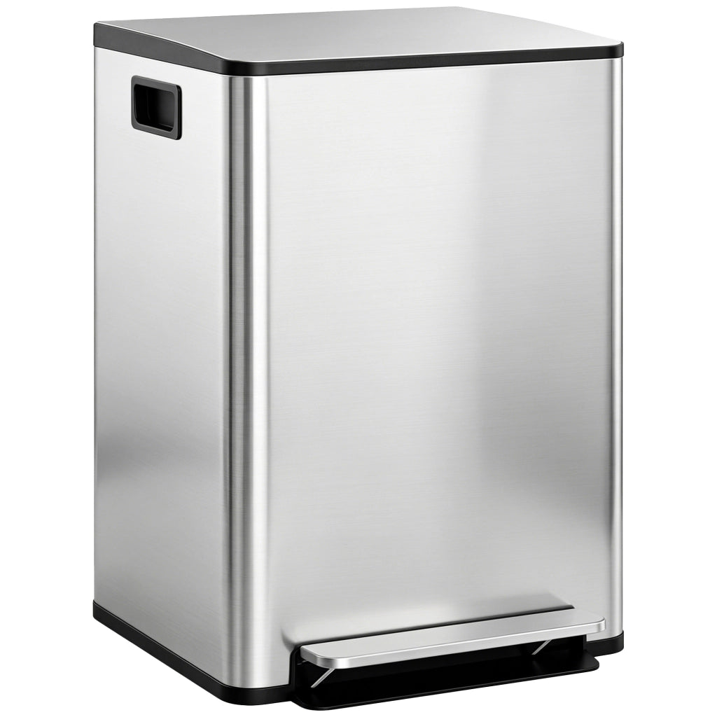 Bidone 2 Compartimenti 60L con Pedale ¨C Zephmum ¨C Acciaio Inossidabile 43x35x75cm