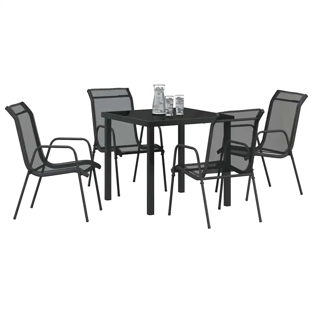 Set da Pranzo per Giardino 5 pcs Nero