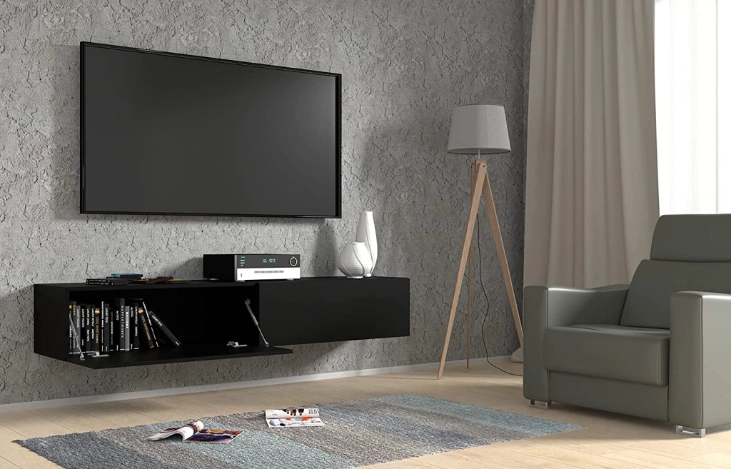 MOBILE TV PORTA TV STAND TV SOGGIORNO BINGO 180x40x30 NERO OPACO