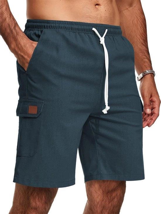 Shorts da Uomo Leggeri in Lino - Bermuda da Sera - Pantaloni da Sport con Tasche - Fodera Regolabile - Respiranti e Comodi