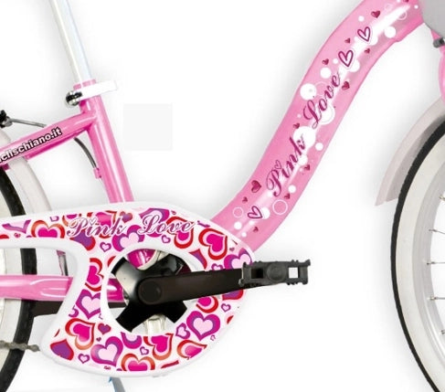 SCH PINK LOVE 20", bicicletta per bambini, adatta a bambini tra i 6 e i 10 anni, per altezza tra 120 e 155 cm, cestino e