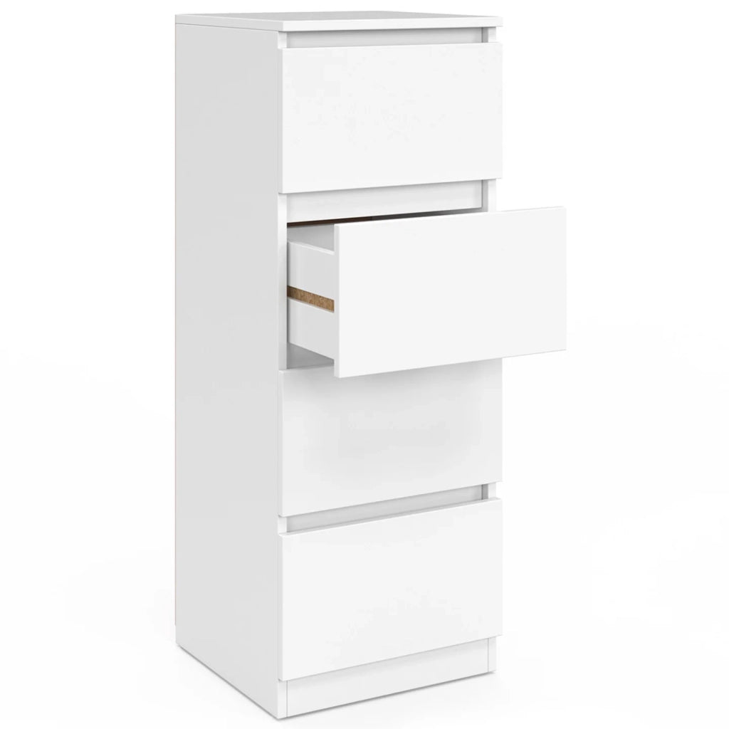 IDMarket - Credenza a 4 cassetti TOMI 30 cm in legno bianco per ingresso bagno