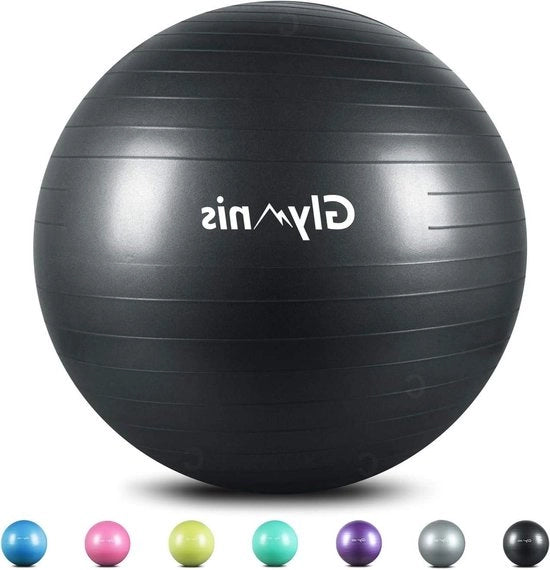 Yogabal antislip 55 cm/65 cm/75 cm con pompa rapida per allenamento yoga e fitness nero 65 cm