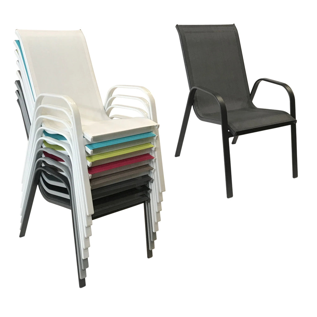 Set di 8 sedie MARBELLA in textilene grigio - alluminio grigio antracite
