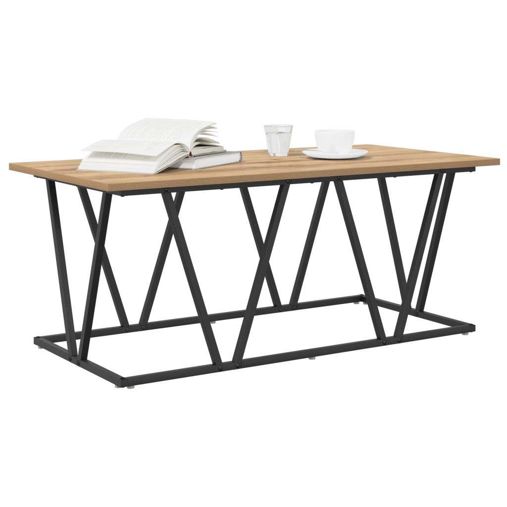 Tavolino da caffÃ¨  in rovere fatto a mano 100x50x40 cm in legno ingegnerizzato e metallo