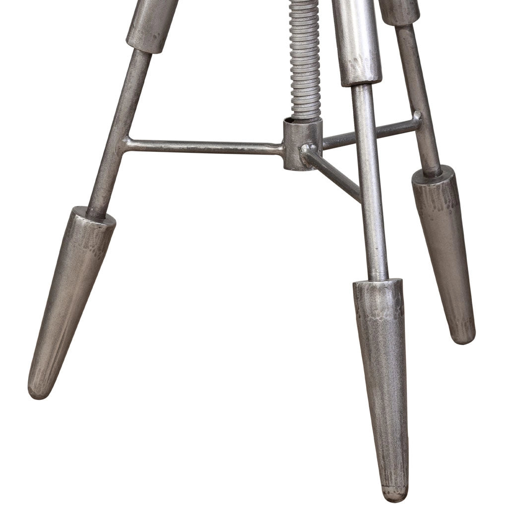 Sgabello in metallo e pelle marrone 39x39x55h
