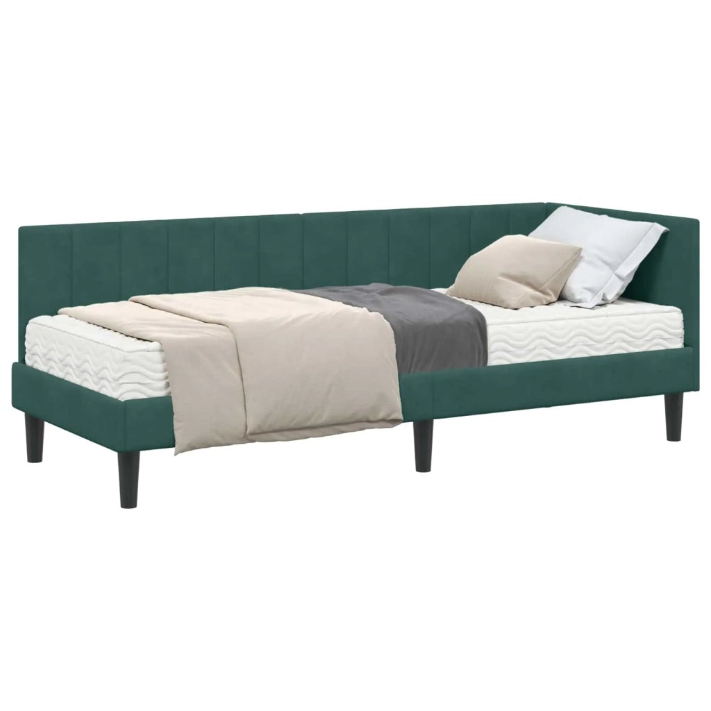 Struttura Letto Angolare con Materasso 2 pcs Verde Velluto 3393880