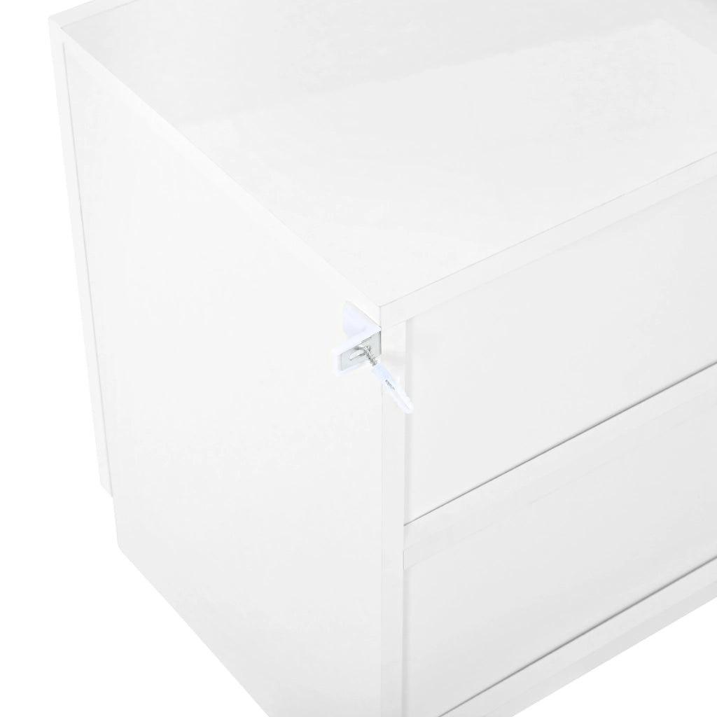 Mobile TV con 4 ante; cassetto e vano aperto; passacavi - per soggiorno - 200×33×48.5 cm - bianco