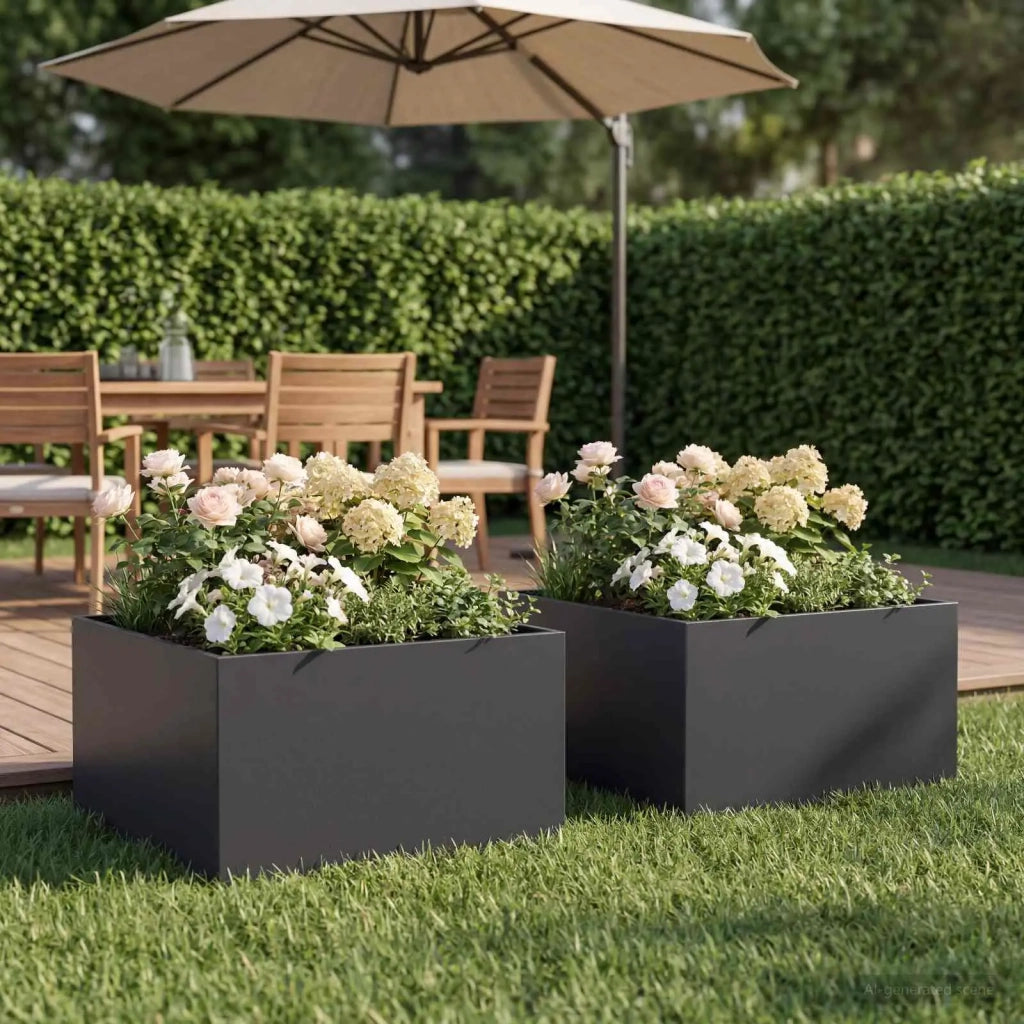 Vaso da giardino 2 pz Nero 60 x 60 x 30 cm 8005051