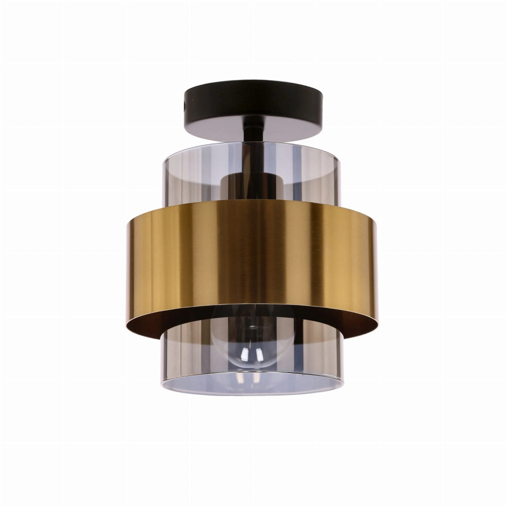 Plafoniera Candellux Spiega nero oro metallo 1xE27 18cm