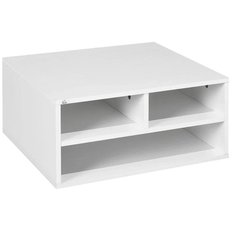 MOBILE PORTA STAMPANTE DA UFFICIO CON 3 RIPIANI APERTI A 2 LIVELLI, 47X40X22.5 CM, BIANCO