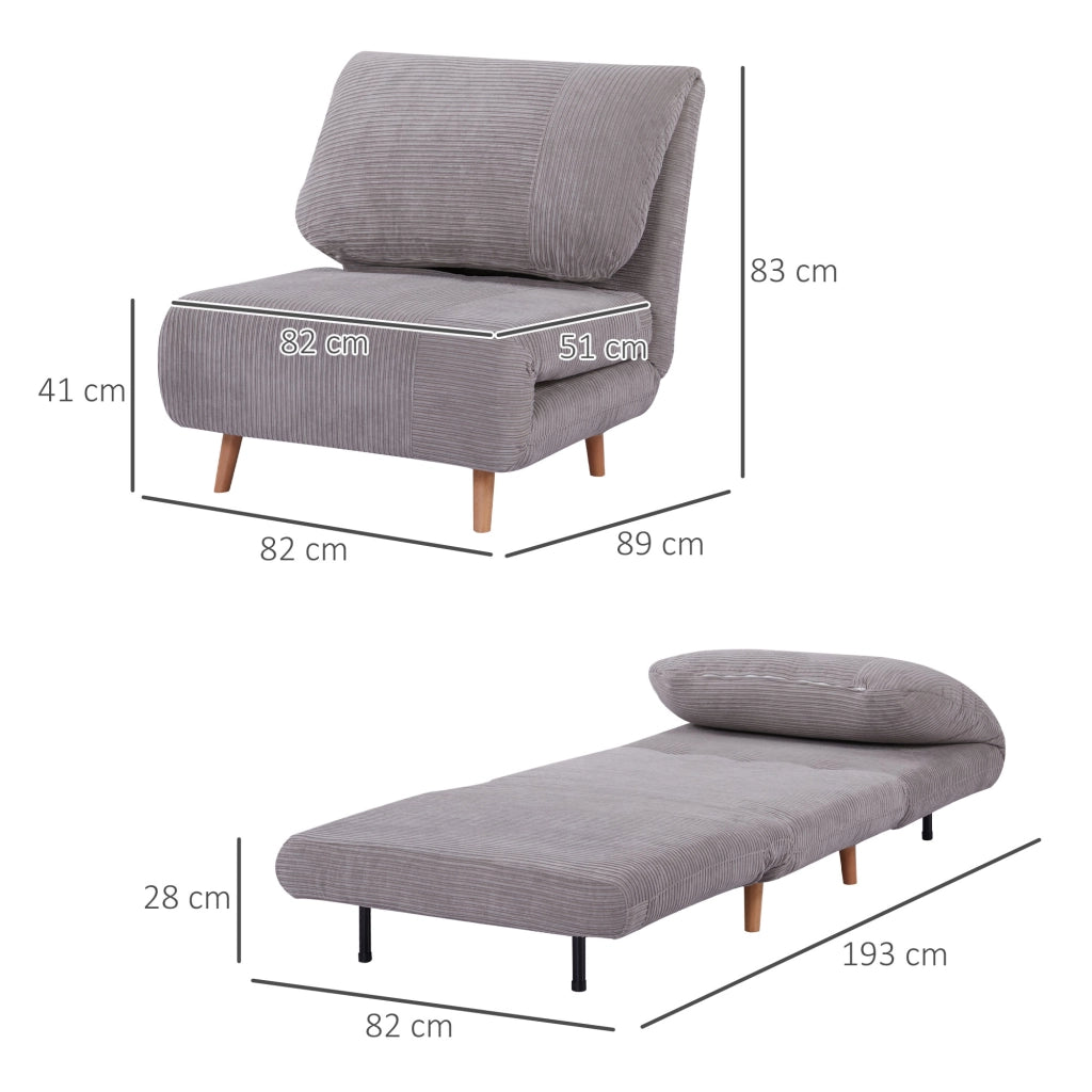 Poltrona letto 2 in 1 trasformabile, reclinabile, in tessuto effetto corda, grigio chiaro