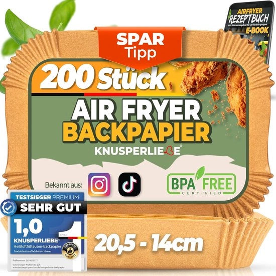 Pannelli di cottura per Airfryer a doppia camera, 200 pezzi, forma rettangolare, 5-14 cm, contenitori per cottura Airfryer