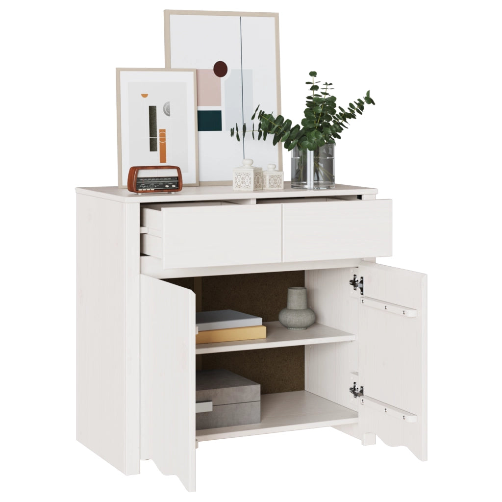 Mobile da soggiorno "DRAMMEN" Bianco 79x43x75,5 cm Legno massello Pino