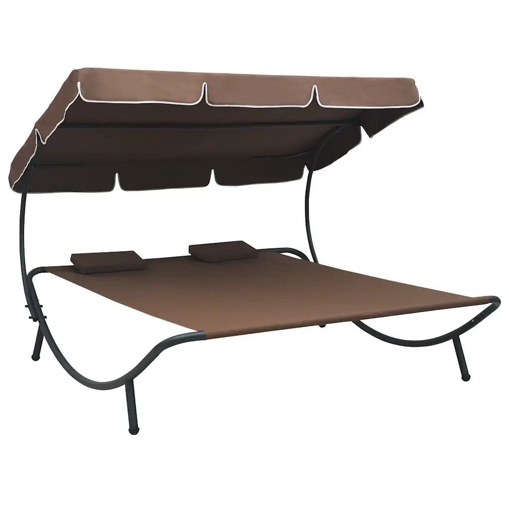 Lettino Prendisole con Baldacchino e Cuscini Marrone cod mxl 59562