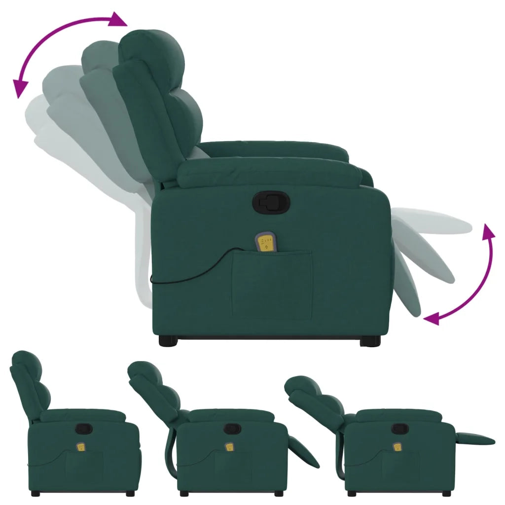 Poltrona Alzapersona Massaggiante Verde Scuro in Tessuto 3204998
