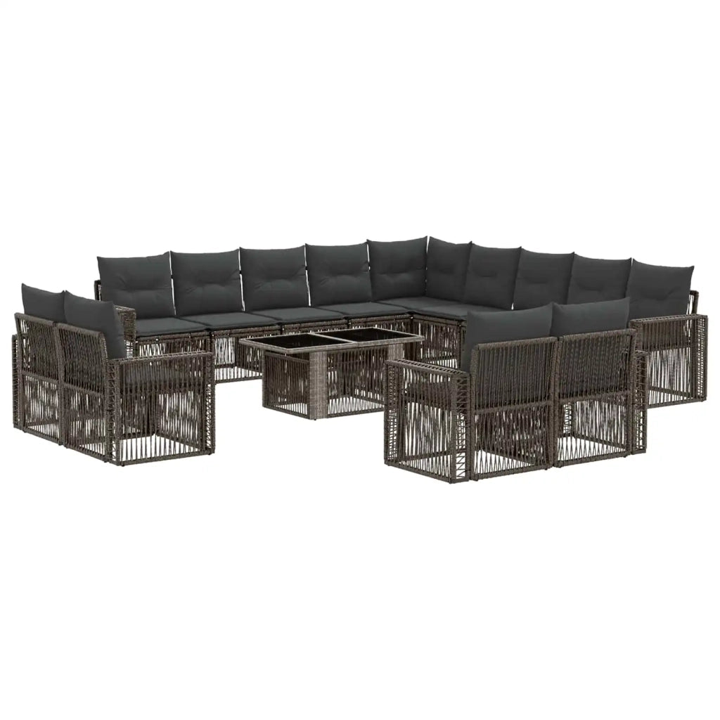 Set Divano da Giardino 14 pz Grigio e Grigio Scuro polyrattan 3436877