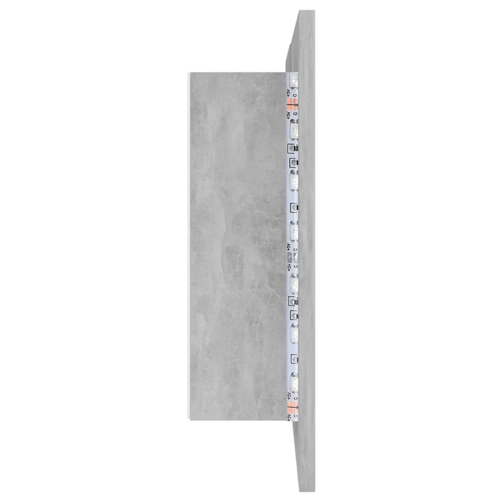 Mobiletto da bagno con specchio LED 80 x 12 x 45 cm acrilico grigio 02_0006612