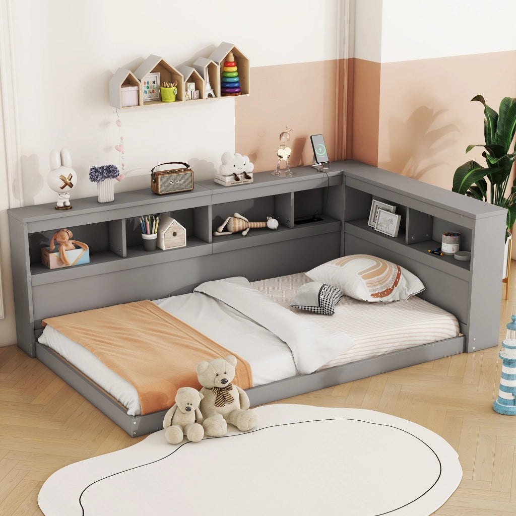 Letto sofa funzione giorno con rete a doghe in truciolato grigio 90x200 cm