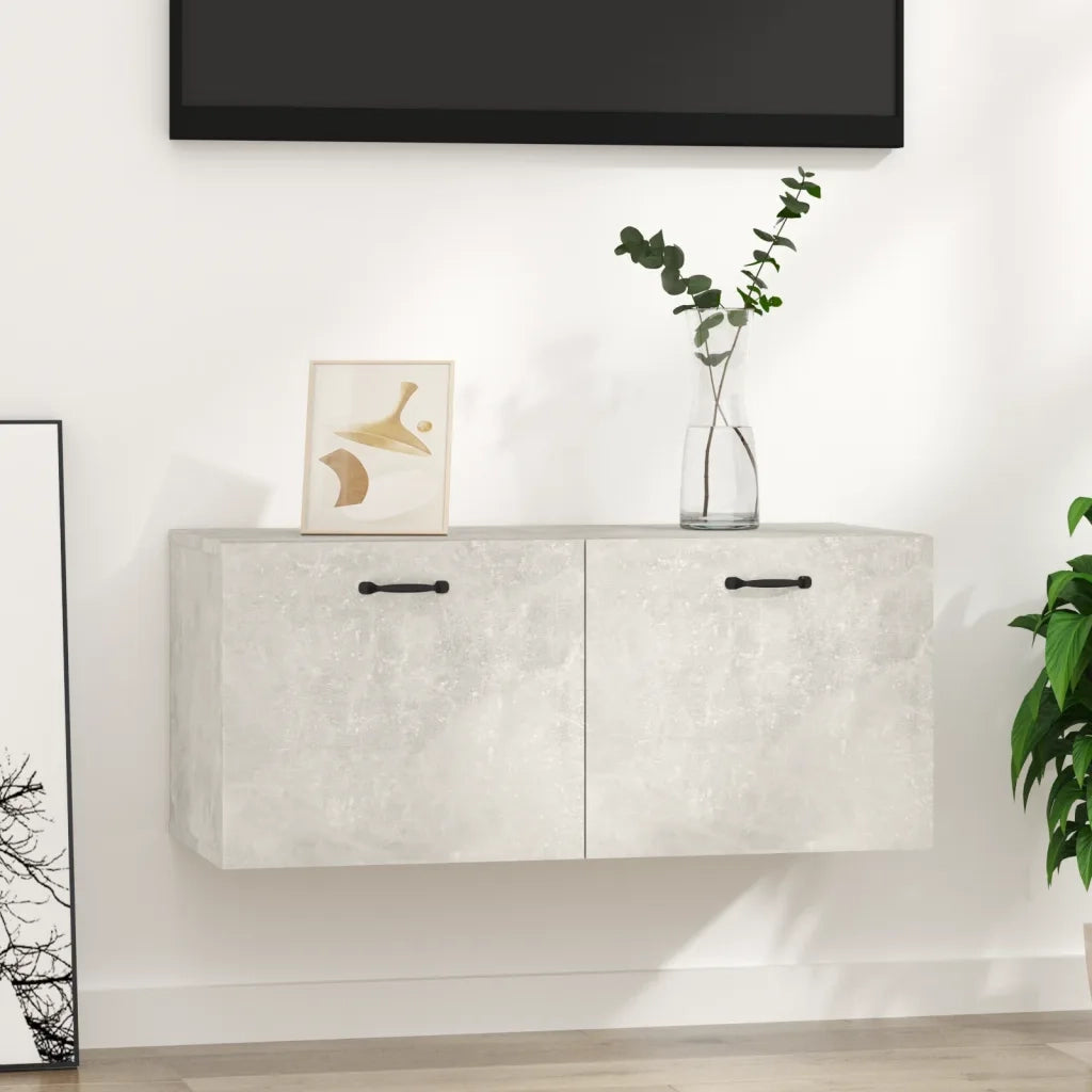 Armadietto a Muro | Mobile a Parete Grigio Cemento 80x36,5x35 cm Legno Multistrato