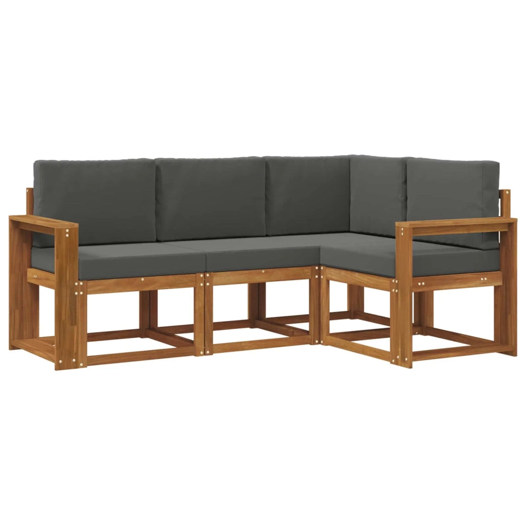 Set di divani da esterno con cuscino 4 pcs Naturale e Antracite