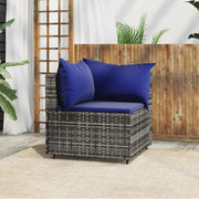 Divano Angolare da Giardino con Cuscini-Sofa da Giardino-Divanetto da esterno in Polyrattan Grigio 714640