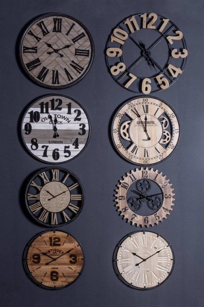 Set 2 Orologi da Parete Acciaio Nero Industriale 80 cm - VERDONIA