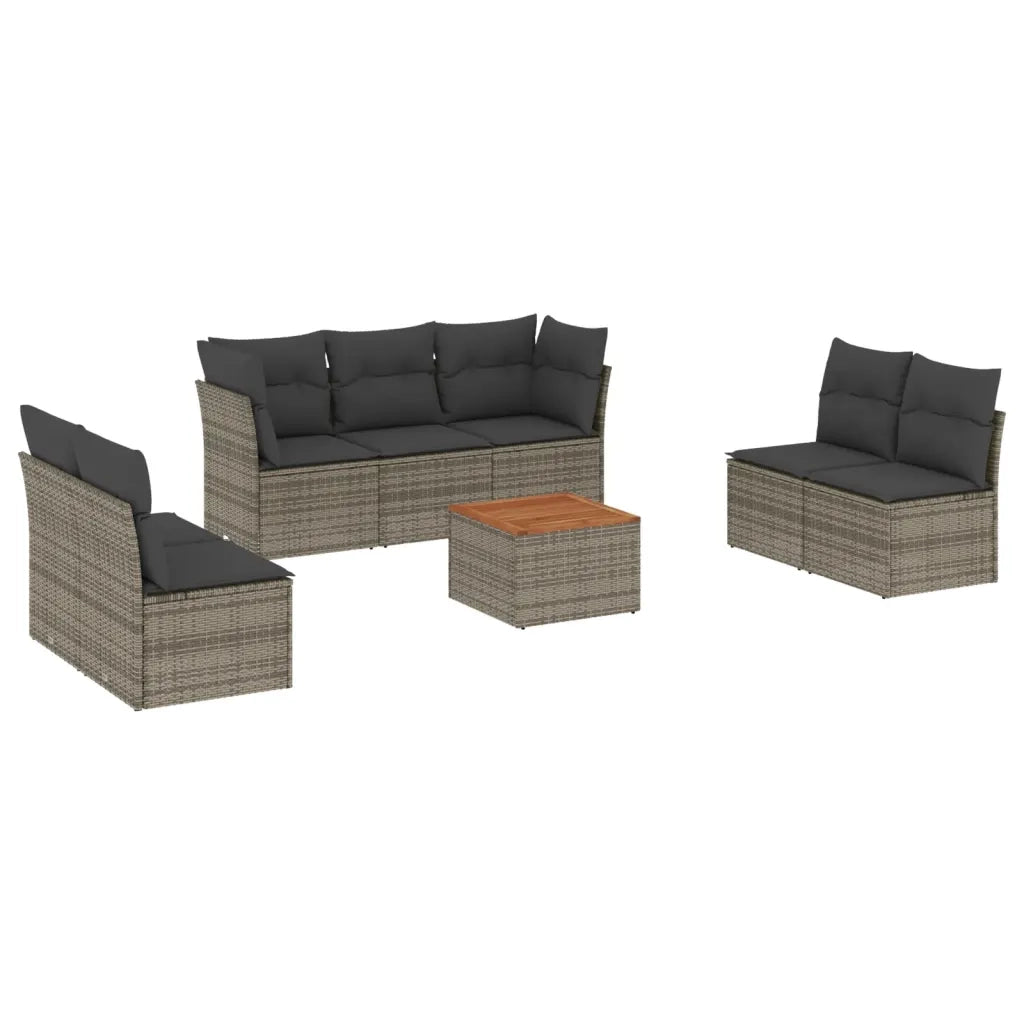Set Divano da Giardino 8 pz con Cuscini Grigio in Polyrattancod mxl 117141