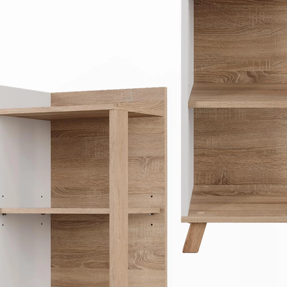 Mensola da bagno Karen, Sonoma/Bianco, 40 x 128 cm con 4 scomparti, per la conservazione di asciugamani e prodotti per la cura personale