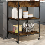 Carrello da Cucina-Scaffale per Cucina Rovere Fumo 60x48x89,5 cm Legno Multistrato