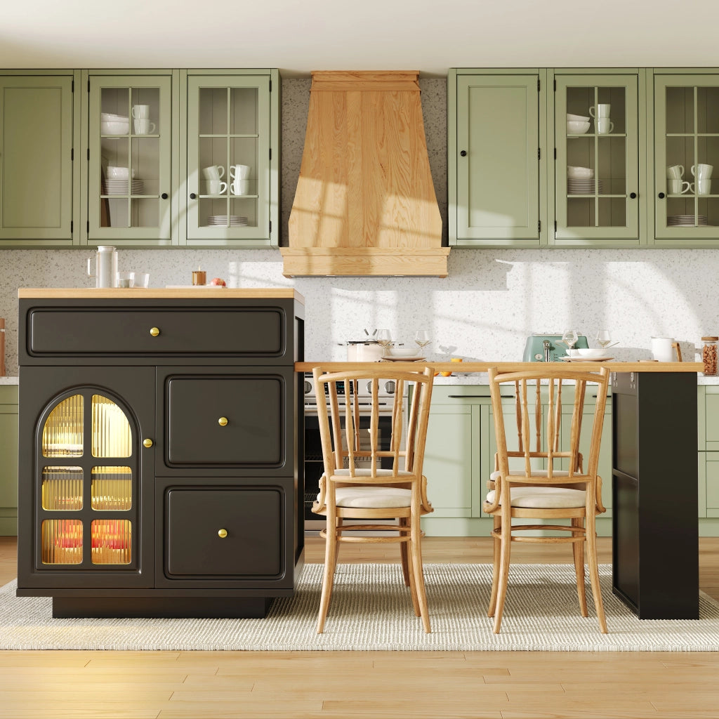 ISOLA CUCINA ESTRAIBILE 122,5-195,5 cm MDF NERO con LED RGB