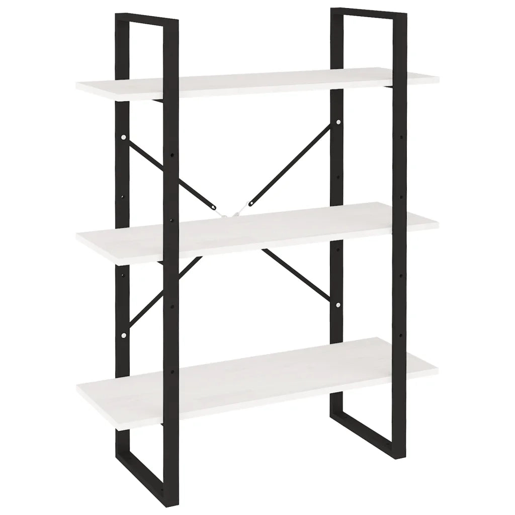 Libreria a 3 Ripiani-Scaffale per Libri-Mobile di Stoccaggio Bianca 80x30x105 cm in Massello di Pino