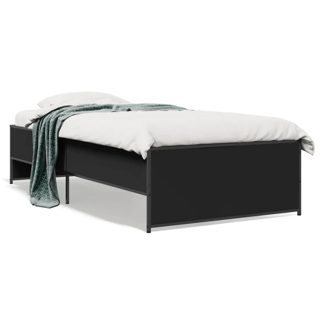 Giroletto Nero 90x190 cm in Legno Multistrato e Metallo 845246