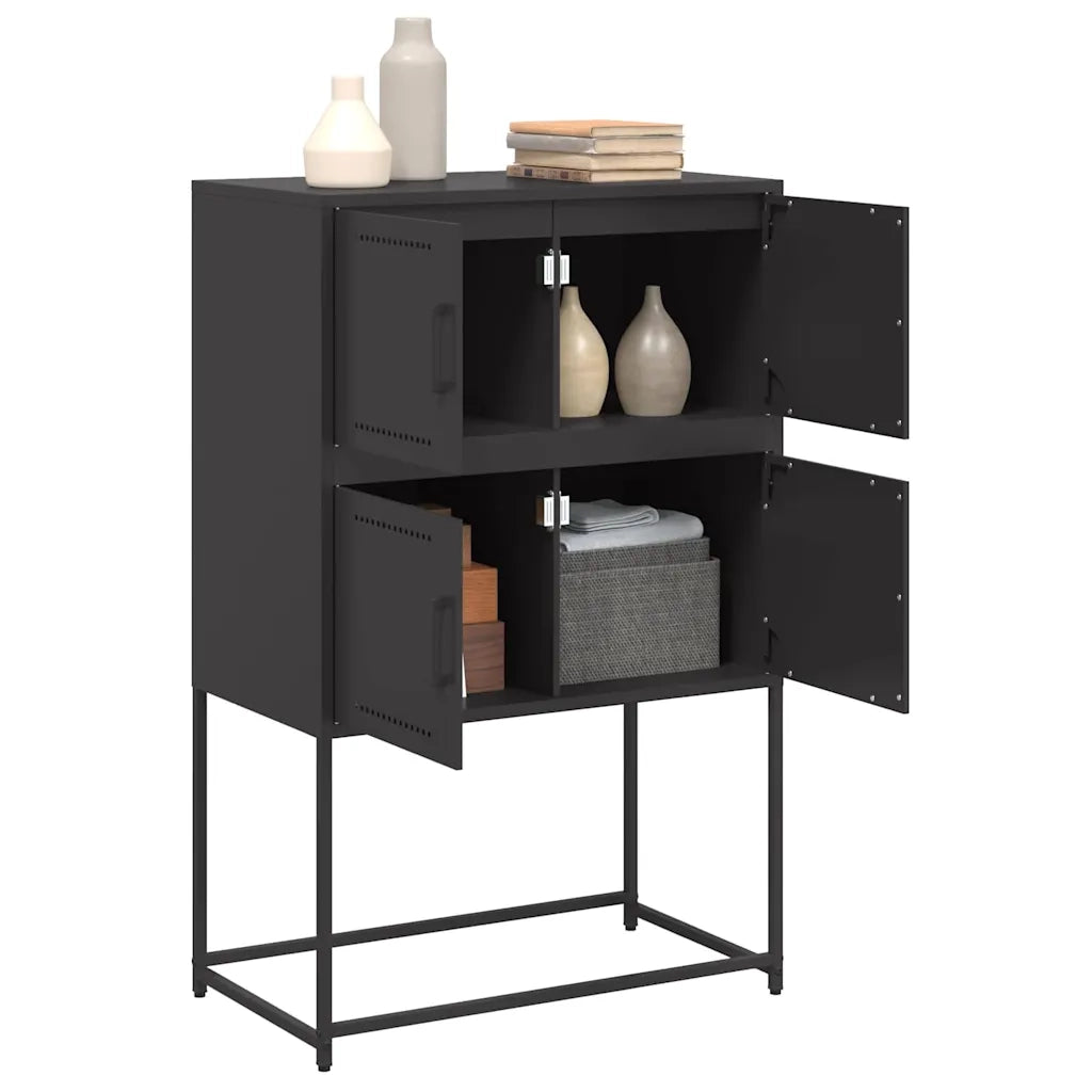 Credenza-Buffet-Armadio da cucina Nera 68,5x38,5x107 cm in Acciaio 634873