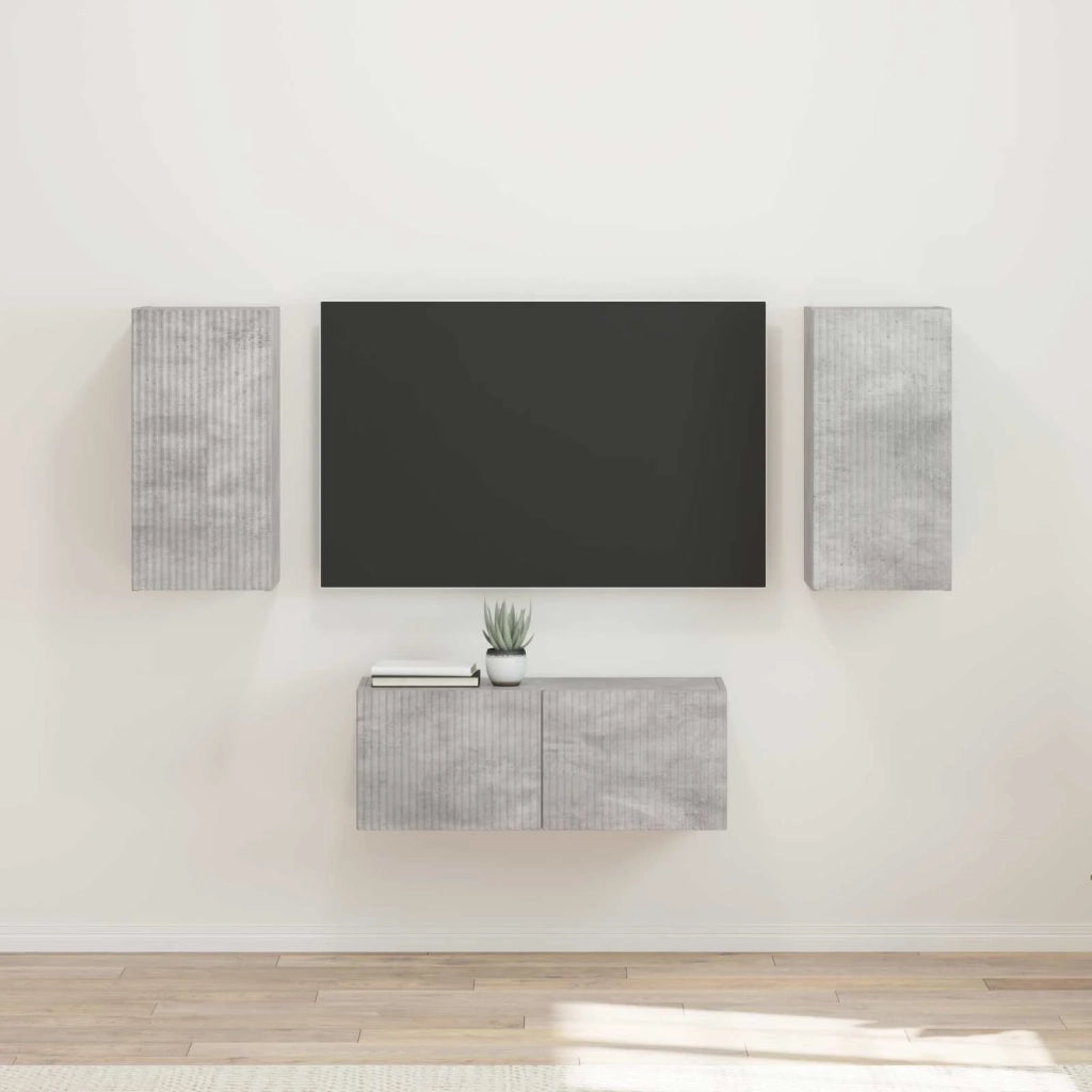 Set mobile TV 6 pcs Grigio cemento Legno multistrato