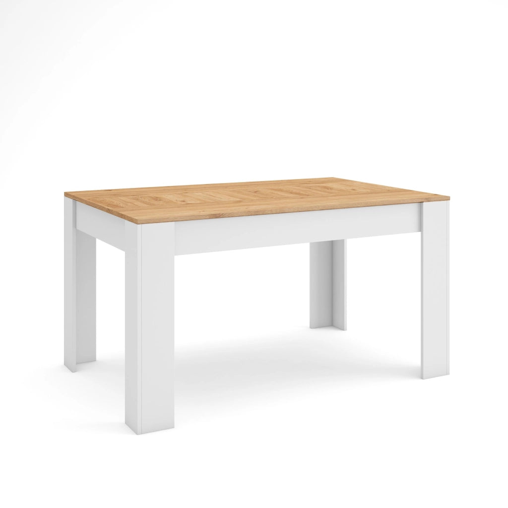 Tavolo da Pranzo, 140x90x76cm, Per 6 persone, Tavolo Cucina, colore Rovere e bianco RF3655