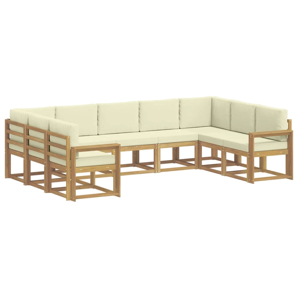 Set di divani da esterno 9 pz Bianco e Crema 3388224