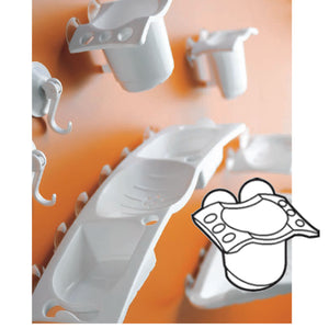 Portaspazzolini suction look bianco con ventose metaform