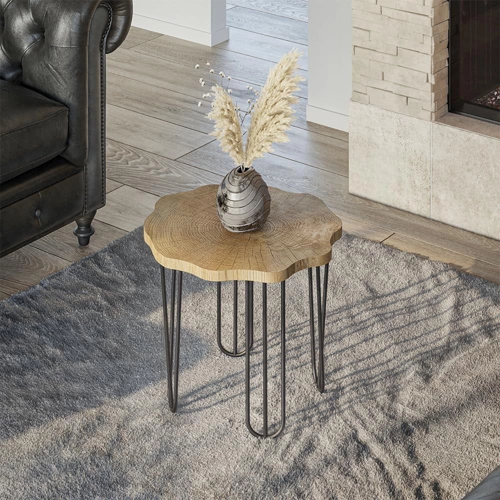 Tavolino da salotto Ringo, Rovere, 50 x 50 cm, con ripiano per la conservazione di riviste