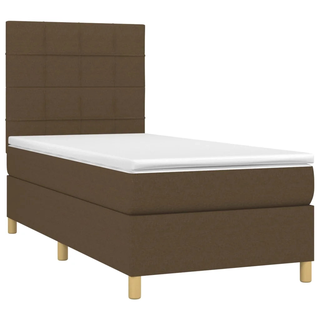 Letto a Molle Materasso e LED Marrone Scuro 80x200cm in Tessuto 3135392
