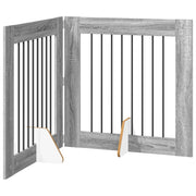 Cancello per cani con supporti 2 pz Grigio Sonoma 80 x 80 cm CFW9882056