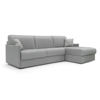 Evans Divano letto angolare con penisola in morbido tessuto impermeabile T13 252 cm Destro (mat. 140x197)  grigio