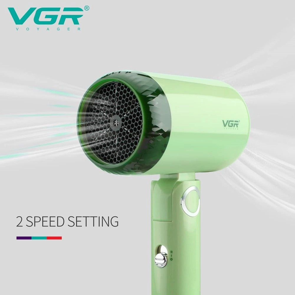 Trade Shop - Mini Asciugacapelli Richiudibile 1200w Professionale 2 Velocità Concentratore V-421 -