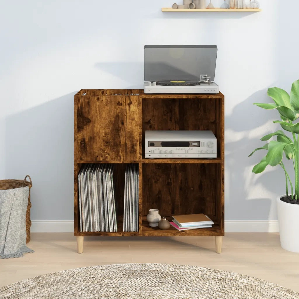 Mobile Porta Dischi Rovere Fumo 84,5x38x89 cm Legno Multistrato CFW9707845