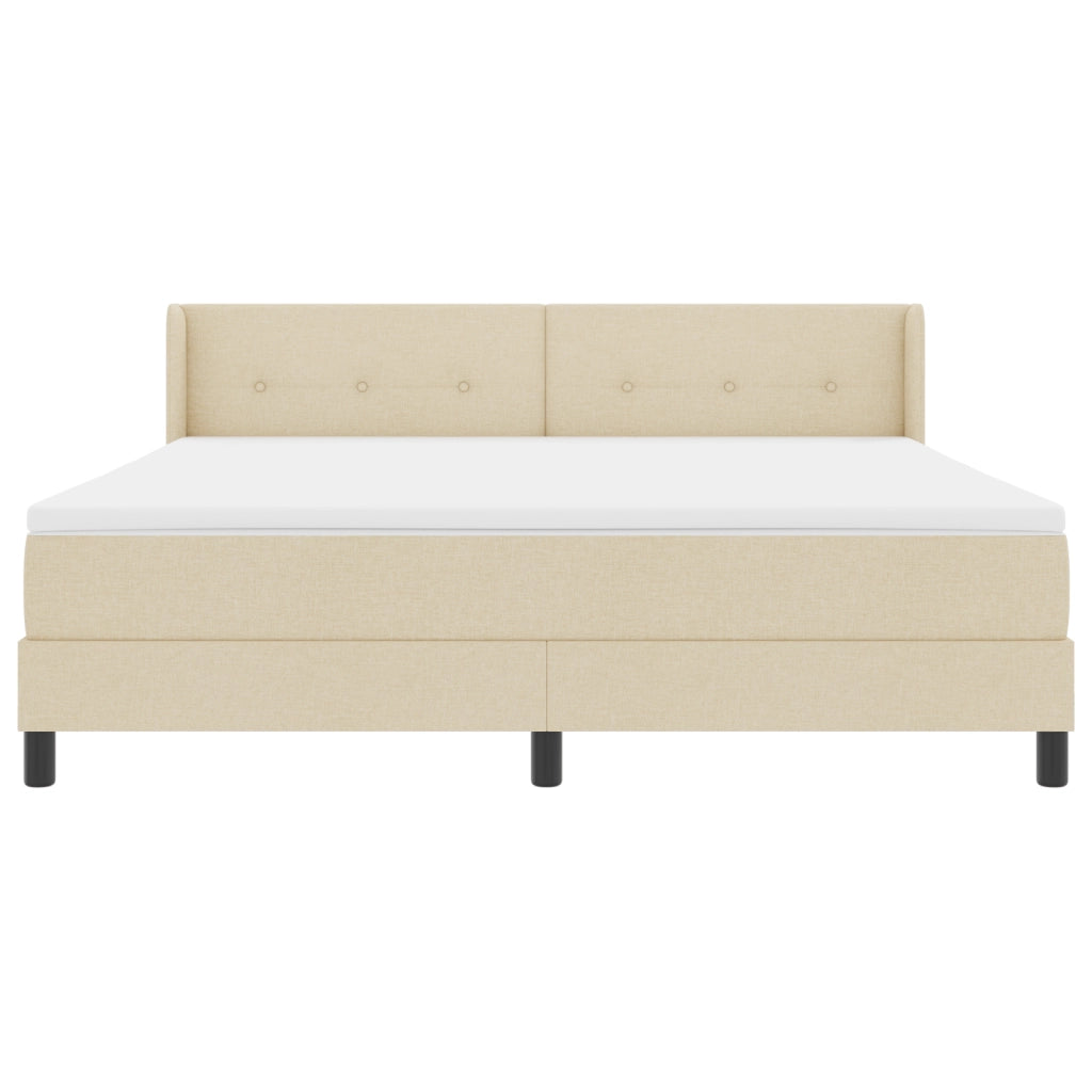 Letto Box Spring  con Materasso Panna 180x200 cm Tessuto